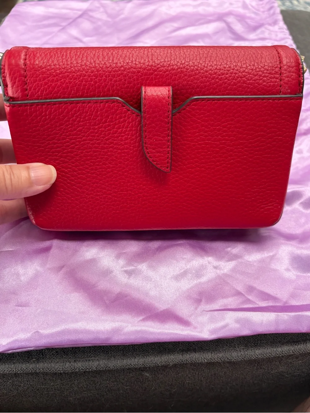 Michael Kors Red Pebbled Leather Crossbody Wallet